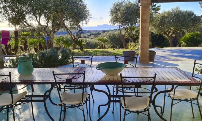 Alghero Villa | Villa Tramonto with sea view veranda surrounded by greenery with A/C and wifi