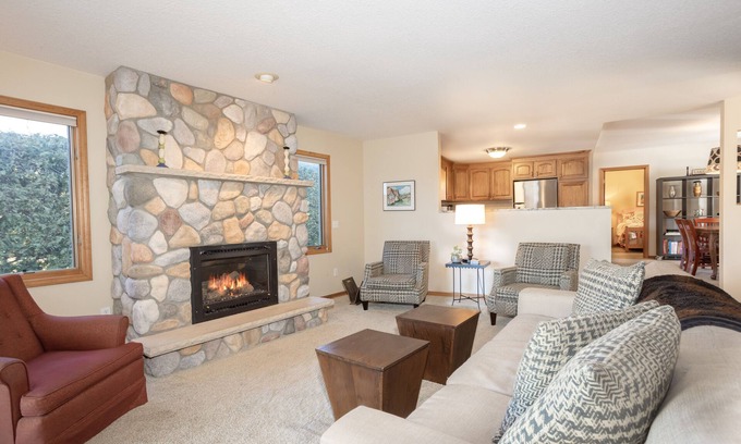 Lake Leelanau House | Water Views On Lake Leelanau! Cozy Fireplace and Open Kitchen Great for Holidays