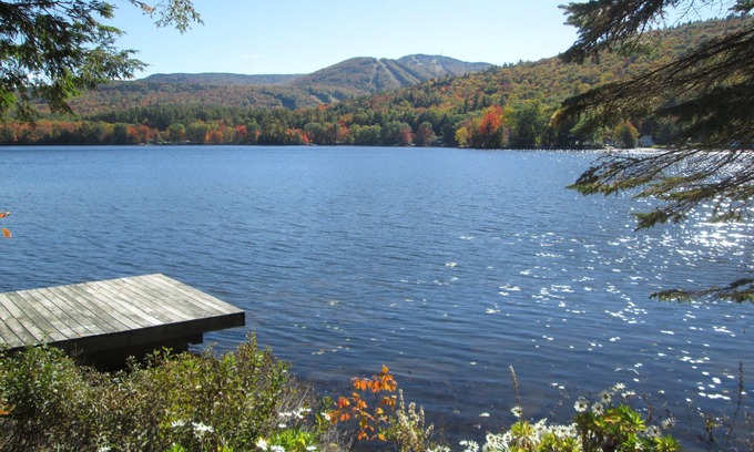Mount Sunapee House | Waterfront Log Cabin with Mt. Sunapee Views