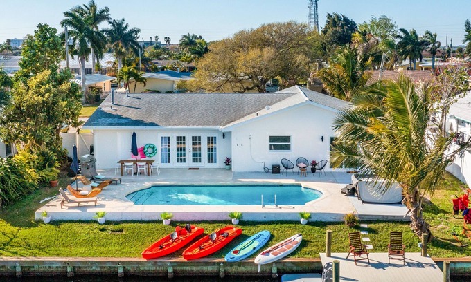 Venetian Way House | Waterfront Oasis 3B/3B Private Heated Pool, Hot Tub & Dock! 1/2 mile from Ocean!