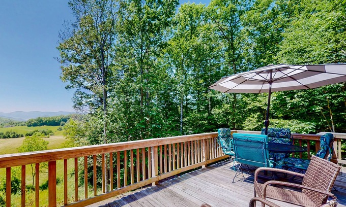 Vilas Other | Wilderness retreat with a wood-burning fireplace, grill, & deck - mtn views