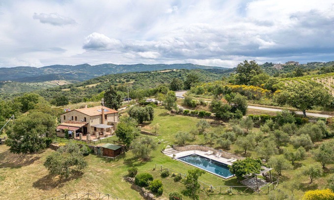 Roccalbegna House | Wonderful private villa with private pool, A/C, WIFI, TV, patio, panoramic view and parking
