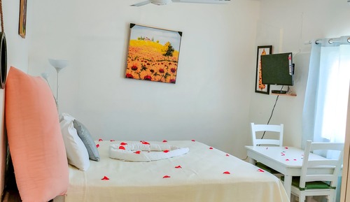 Strawberry Bedroom with shared Kitchen and Terrace	