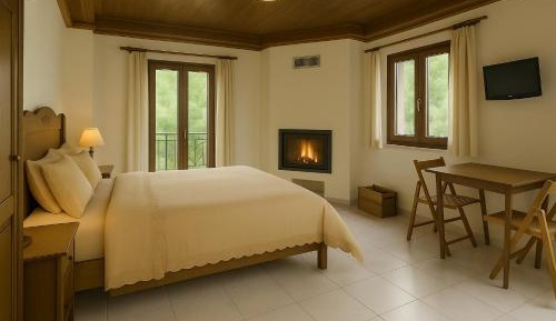 Double Room with Fireplace and Mountain View
