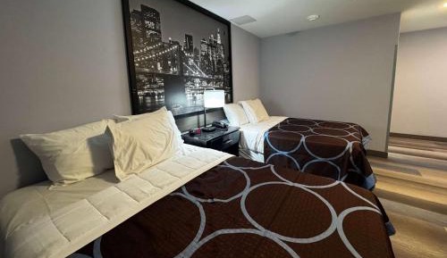 Double Room with Two Double Beds and Roll-in Shower - Mobility Access/Non-Smoking