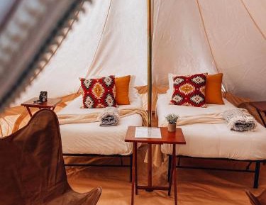 Twin Tent with Shared Bathroom