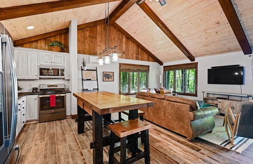 Sturgeon Bay Cabin | Water view on a bluff- Bay side with hot tub