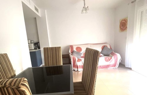Puerto de Mazarron Apartment | Accessible apartment 50 metres to beach ,large communal pool, sea view balcony