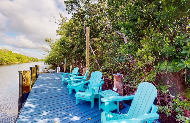 Snowbird & dog-friendly riverfront home with fishing pier, grill, & kitchenette