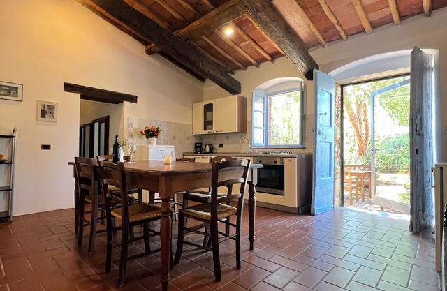 Typical stone house in the Arezzo hills with three rooms and shared pool