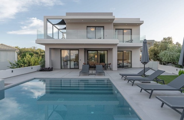 Lavish Zakynthos Villa | Villa Pelagos Serenity | 5 Bedrooms | Panoramic Sea Views | Private Pool | Spacious Furnished Terrace with Shaded Outdoor Dining Area | Prime Location | Akrotiri