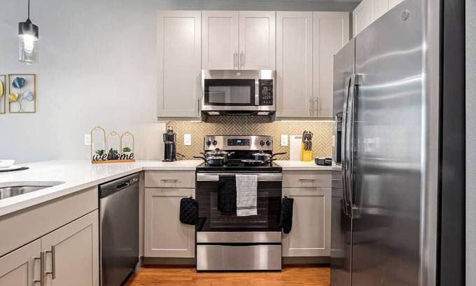 Fort Worth Apartment | Modern Elegance-1 King BR | Gym | Pool | Laundry