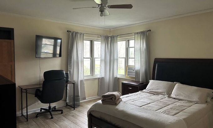 Norton Shores House | Charming bedroom in house in beautiful Norton Shores